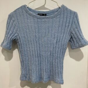 Fuzzy Ribbed Short Sleeve top
